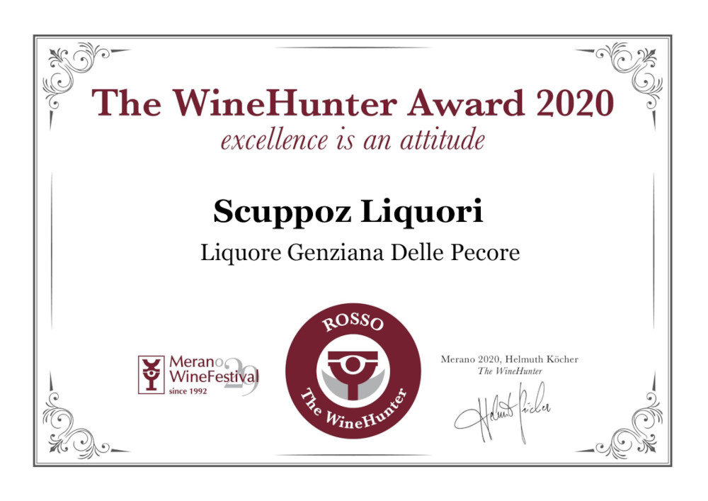 The WH Award 2020 ROSSO premio genziana delle pecore scuppoz liquori teramo abruzzo