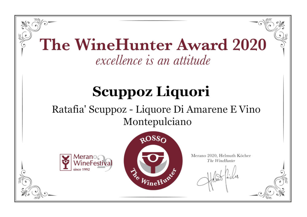 The WH Award 2020 ROSSO premio ratafia scuppoz liquori teramo abruzzo