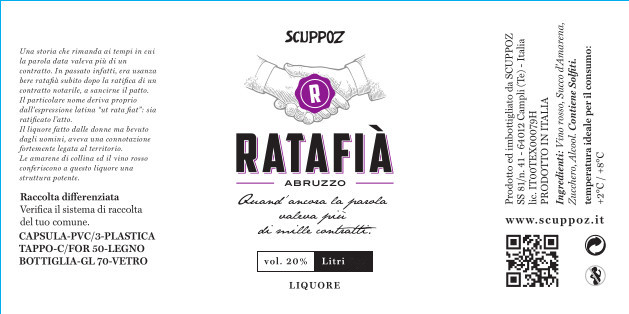 etichetta bottiglia di Ratafià Scuppoz